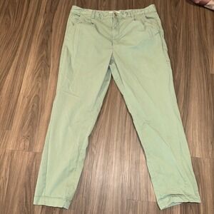 Anthropologie Chino Pants Cropped Green Casual‎ Everyday Trousers Size 32